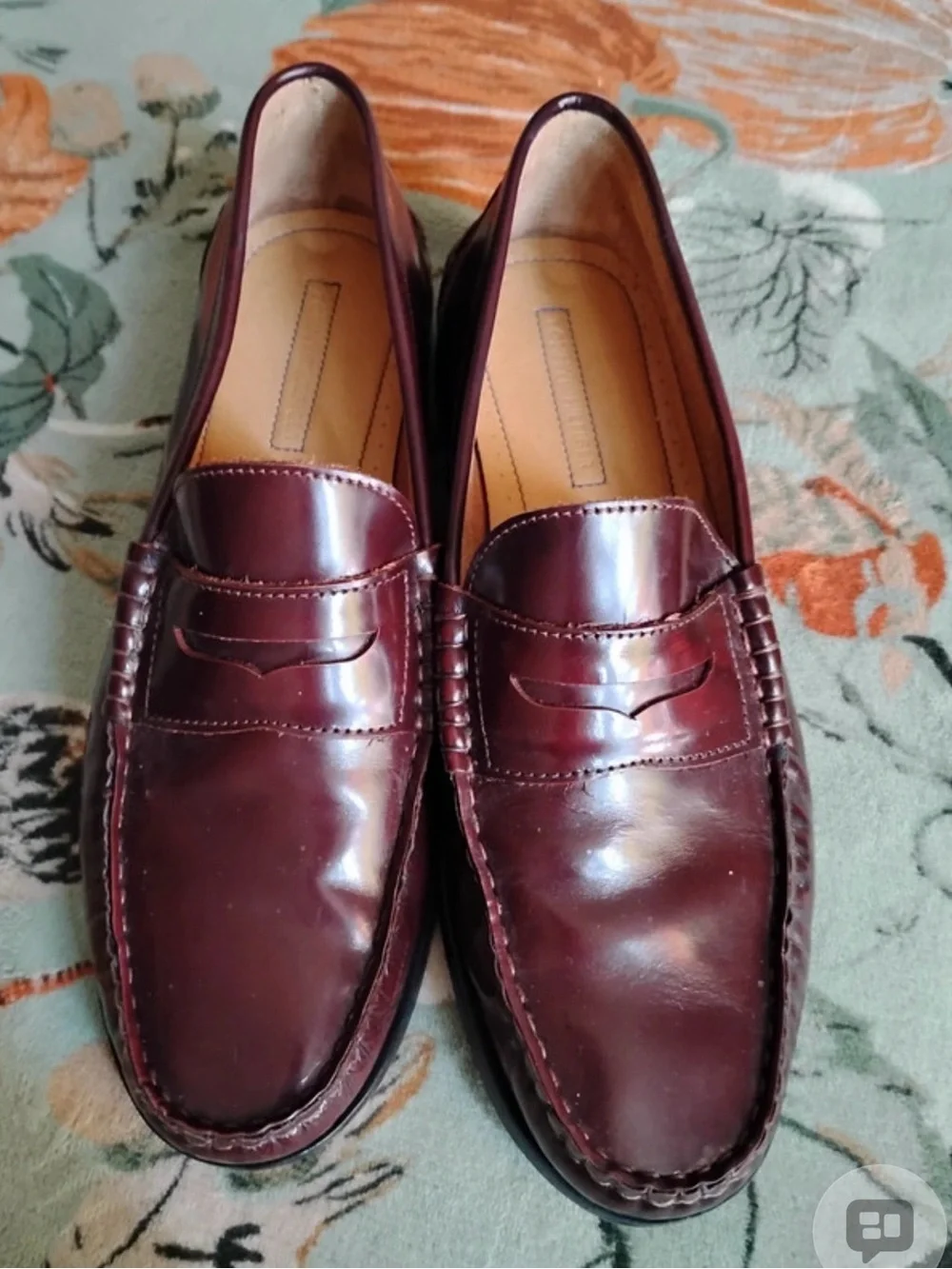 Tommy Hilfiger Men's Burgundy Leather Penny Loafers